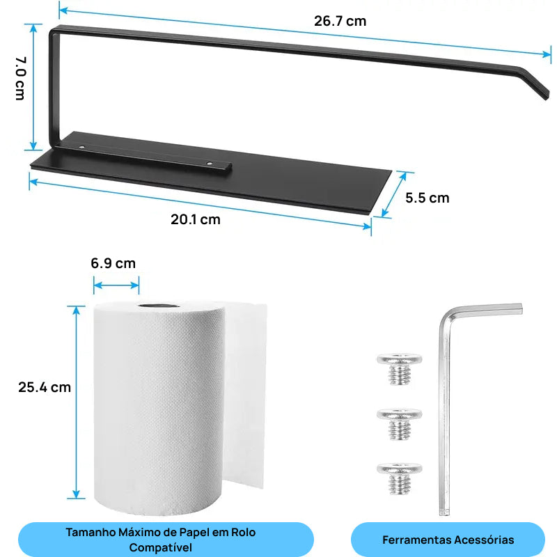 Suporte Magnético para Rolo de Papel Toalha, Organizador de Parede Universal para Geladeira, Cozinha e Banheiro acesso imediato