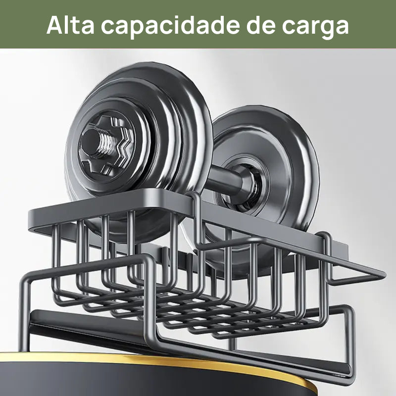 Suporte Organizador para Pia de Cozinha em Aço Inoxidável, com Divisor para Esponjas e Compartimento para Sabão pia ordenada