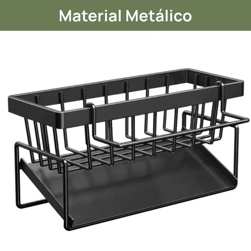 Suporte Organizador para Pia de Cozinha em Aço Inoxidável, com Divisor para Esponjas e Compartimento para Sabão pia ordenada