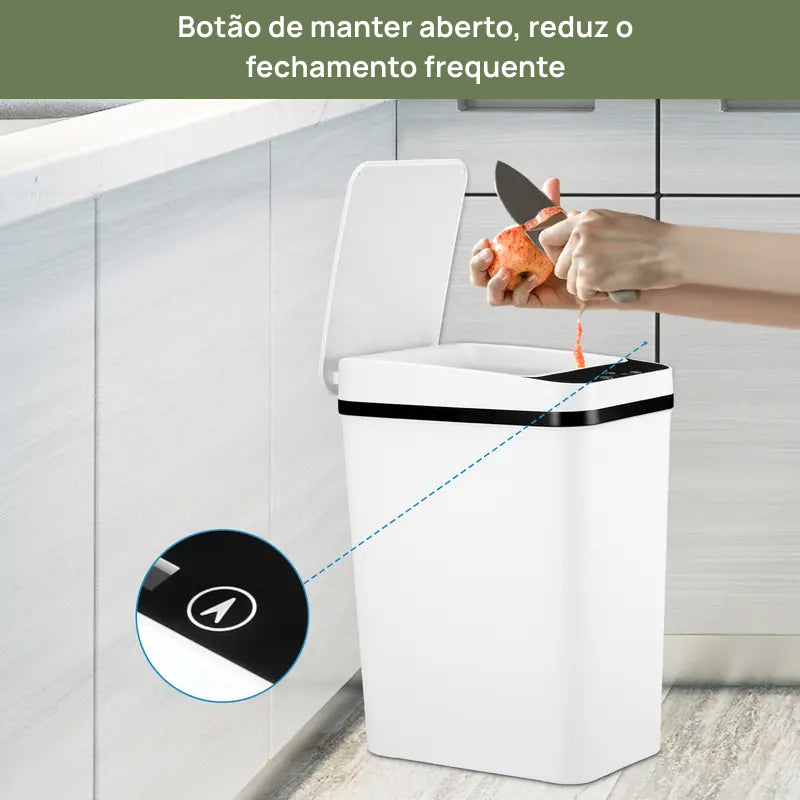 Lixeira Automática de 12 Litros com Sensor de Movimento Sem Toque, Ideal para Cozinha, Banheiro, Quarto e Escritório higiene máxima