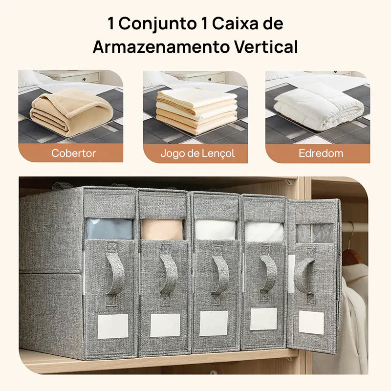 Conjunto de 4 Organizadores de Lençóis para Armário, Caixas Dobráveis com Janela Transparente à Prova de Poeira organização visual