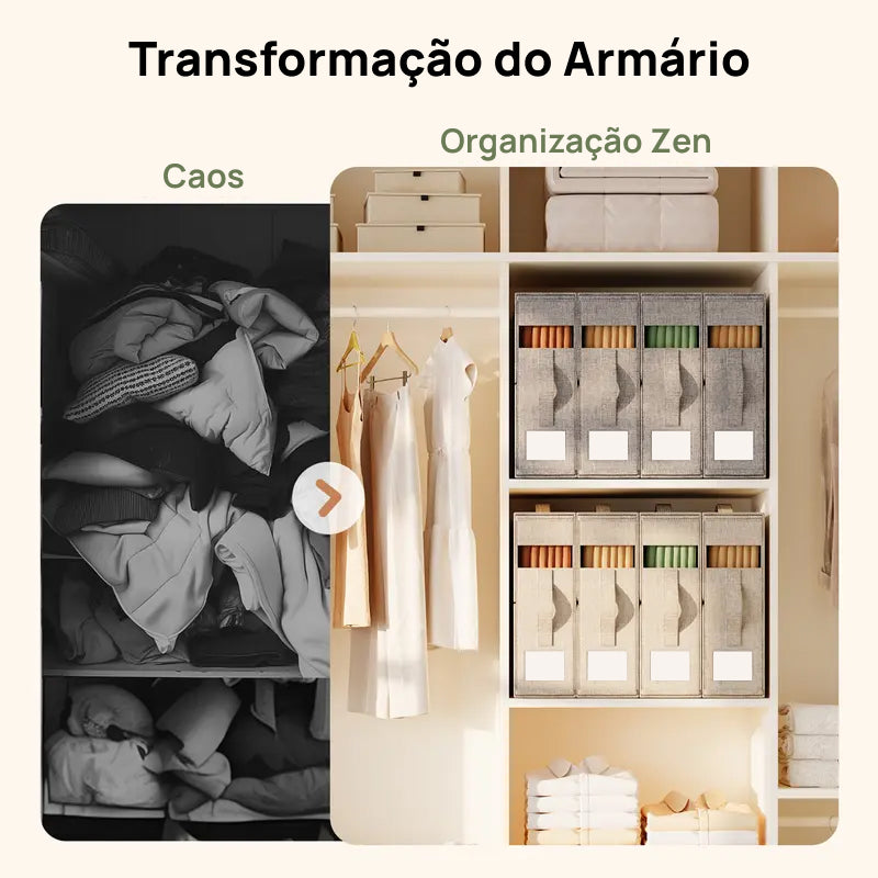 Conjunto de 4 Organizadores de Lençóis para Armário, Caixas Dobráveis com Janela Transparente à Prova de Poeira organização visual