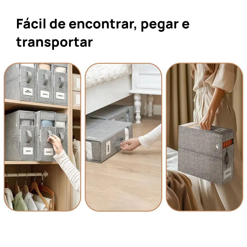 Conjunto de 4 Organizadores de Lençóis para Armário, Caixas Dobráveis com Janela Transparente à Prova de Poeira organização visual