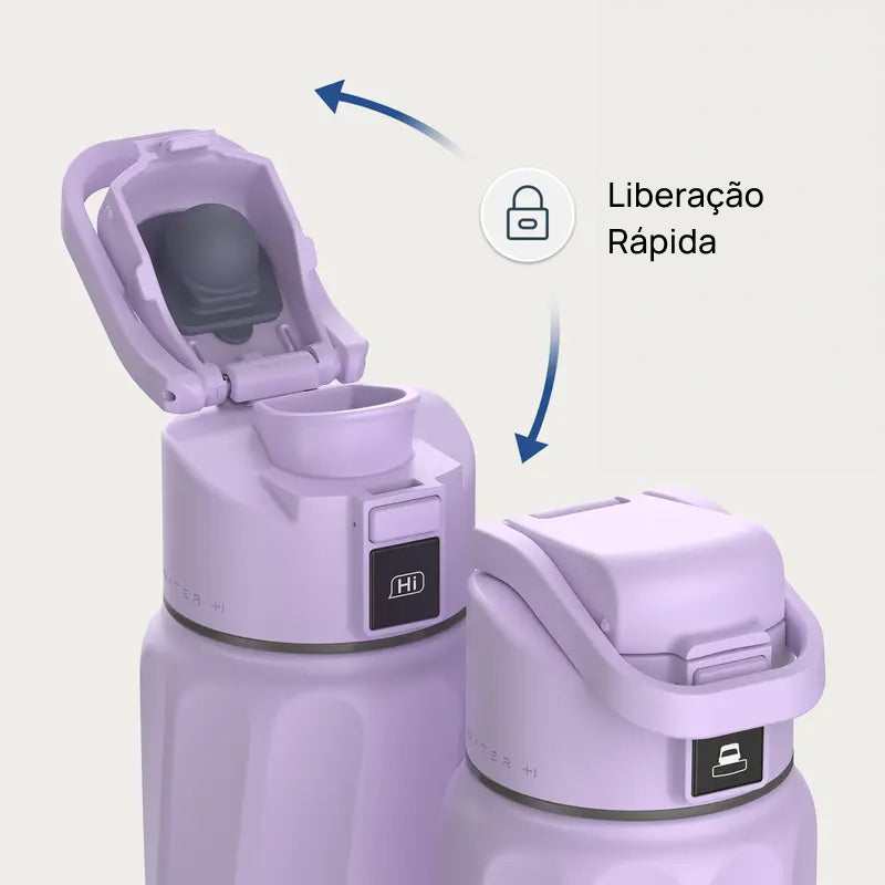 Garrafa de Água Inteligente de Aço Inox com App, Rastreia Consumo e Envia Lembretes de Hidratação para Viagens companheira tecnológica