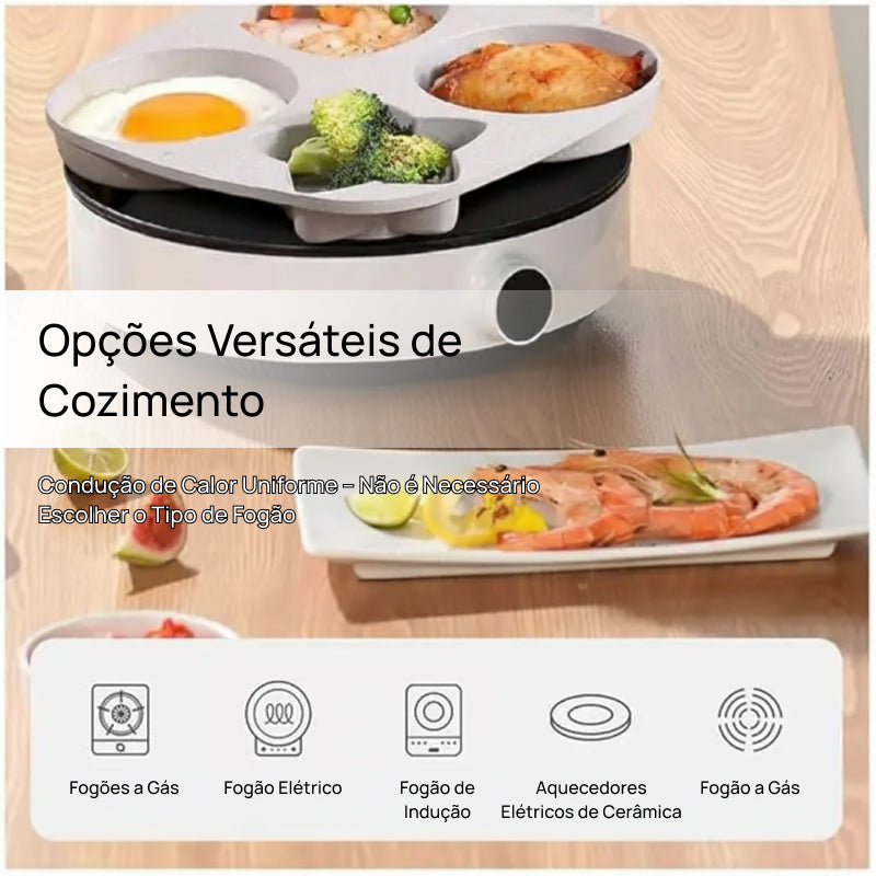 Frigideira Antiaderente Pequena com 4 Formas de Estrela, Cabo de Madeira e Ideal para Ovos, Omeletes e Panquecas fácil limpeza