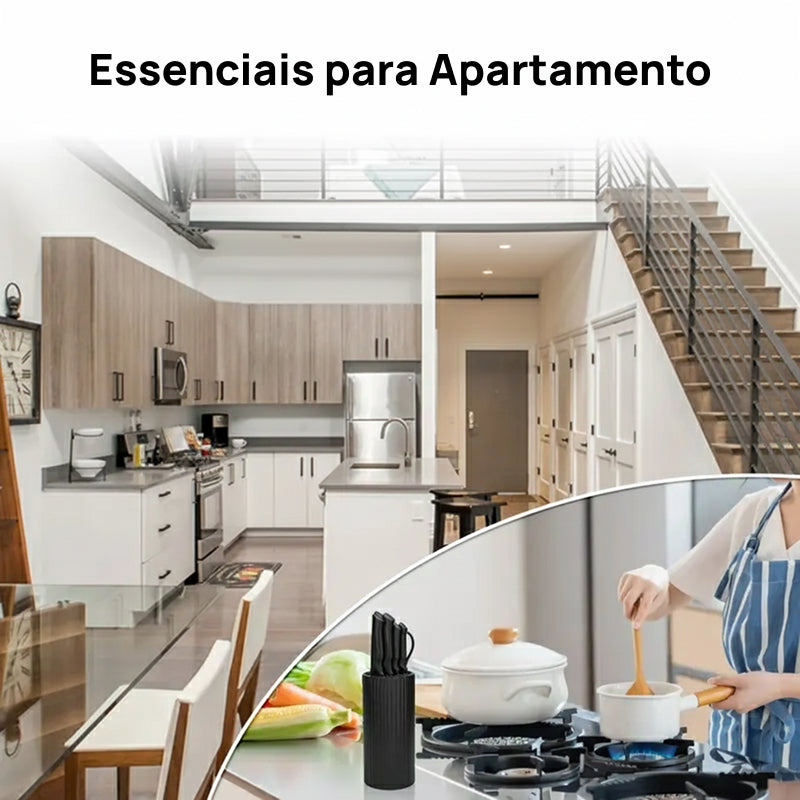 Conjunto de 8 Facas de Chef Profissionais em Aço Afiado, com Suporte Universal Anti-Ferrugem e Design Ergonômico perfeitamente equilibradas