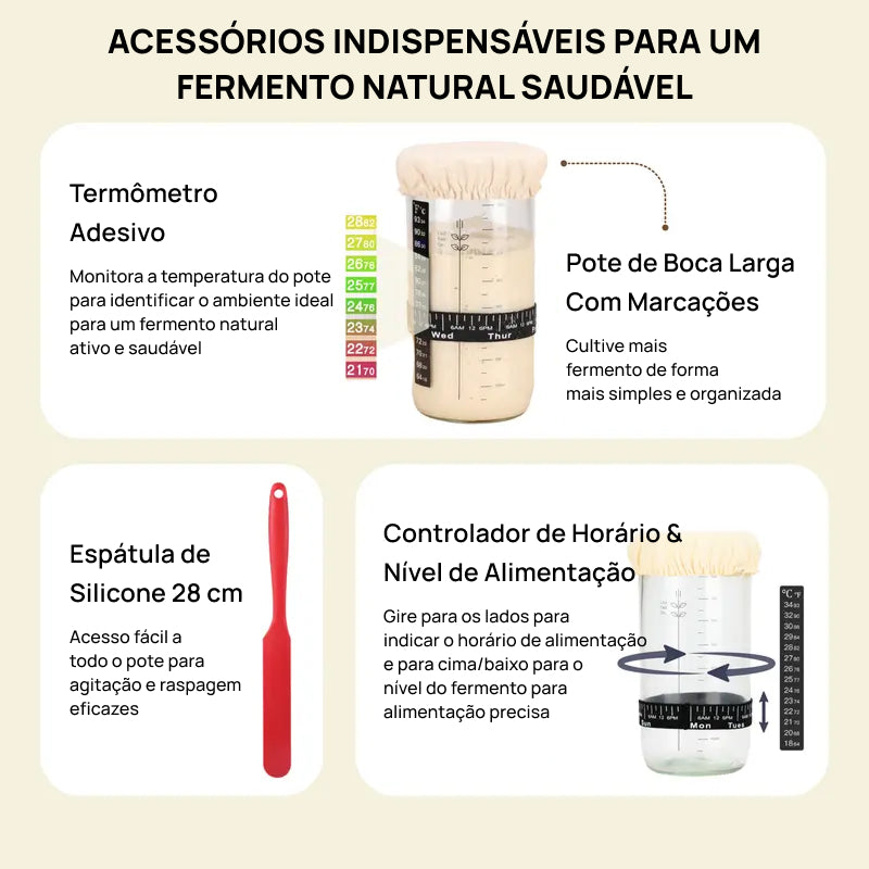 Kit Premium para Fabricação de Pão Sourdough, com Cestos de Silicone, Pote, Espátula, Batedor e Sacos completamente essencial