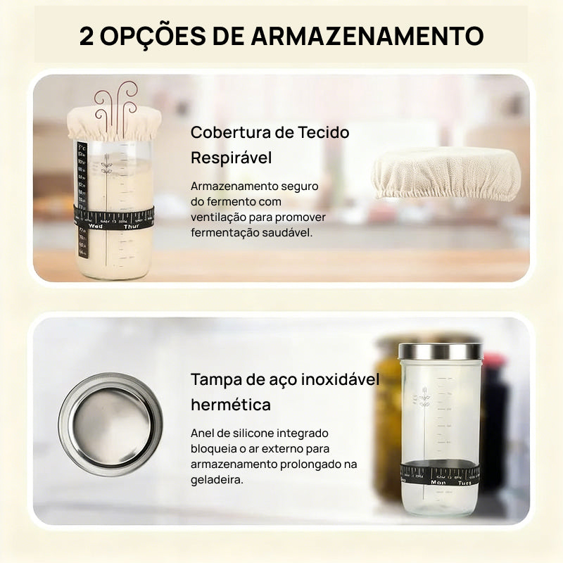 Kit Premium para Fabricação de Pão Sourdough, com Cestos de Silicone, Pote, Espátula, Batedor e Sacos completamente essencial