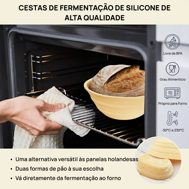 Kit Premium para Fabricação de Pão Sourdough, com Cestos de Silicone, Pote, Espátula, Batedor e Sacos completamente essencial