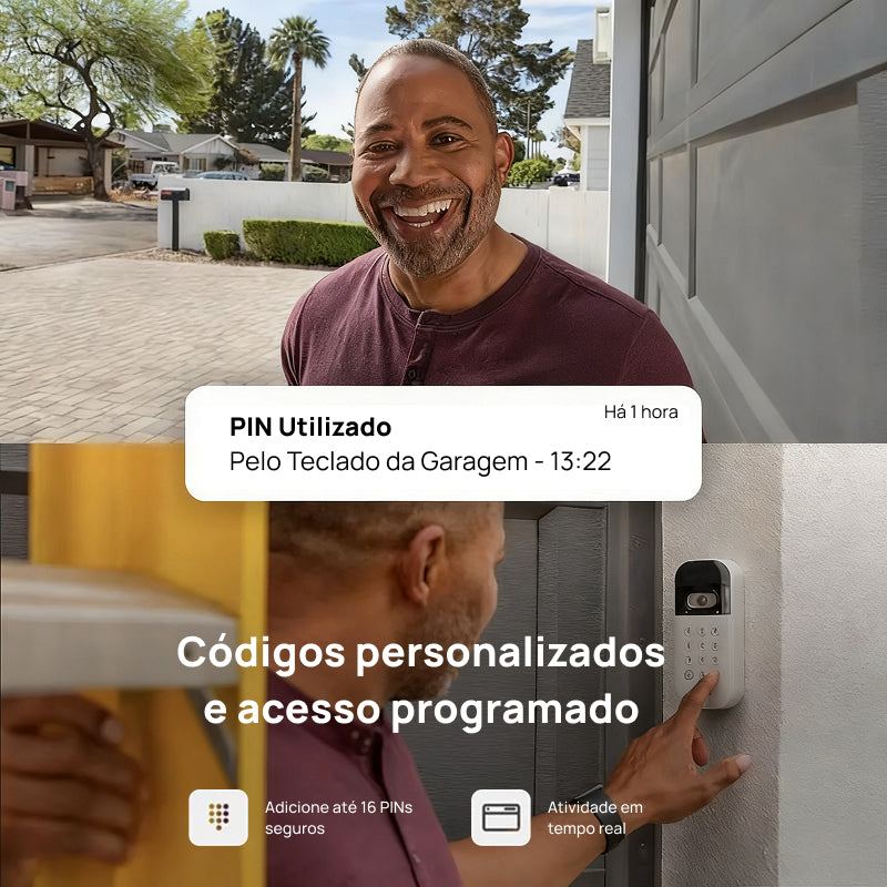 Teclado de Vídeo Inteligente para Porta de Garagem com Câmera, App, Códigos PIN e Compatível com Principais Marcas convenientemente seguro