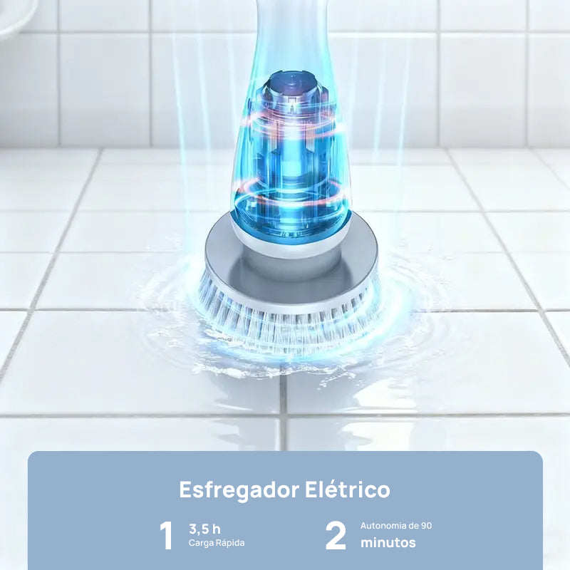 Escova Elétrica Giratória à Prova d‘Água IPX7, Sem Fio com 2 Velocidades e 9 Acessórios para Limpeza Pesada profissionalmente eficaz