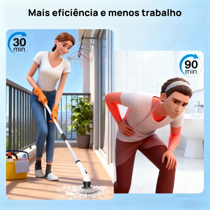 Escova Elétrica Giratória à Prova d‘Água IPX7, Sem Fio com 2 Velocidades e 9 Acessórios para Limpeza Pesada profissionalmente eficaz