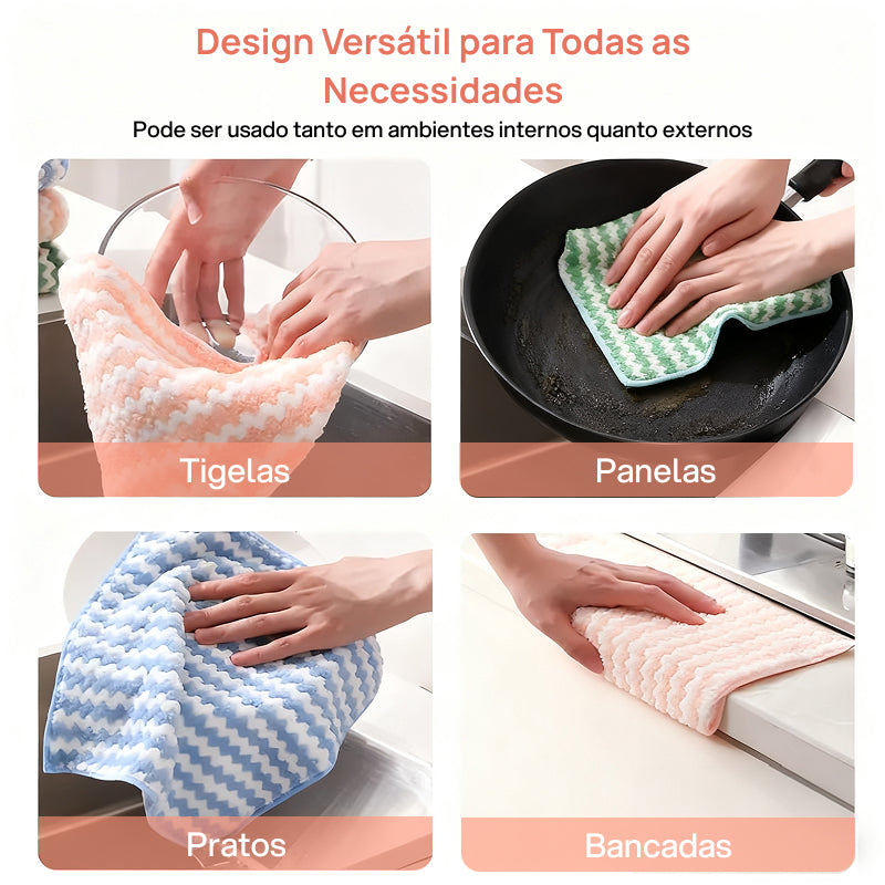 Conjunto de 10 Panos de Limpeza em Microfibra Absorventes e Sem Manchas, Laváveis e Reutilizáveis para Cozinha performance duradoura