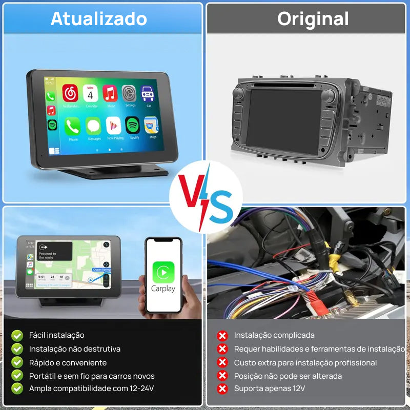 Adaptador de Tela Sem Fio 2025 para Android e iPhone, Garante Entretenimento Contínuo no Carro com Conexão Portátil altamente estável