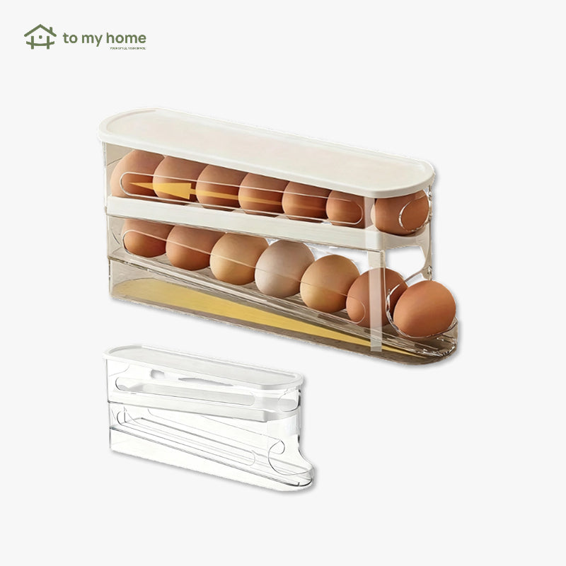 Caixa Organizadora Transparente para Ovos com Sistema de Rolagem, Economiza Espaço na Geladeira e é Durável acesso prático