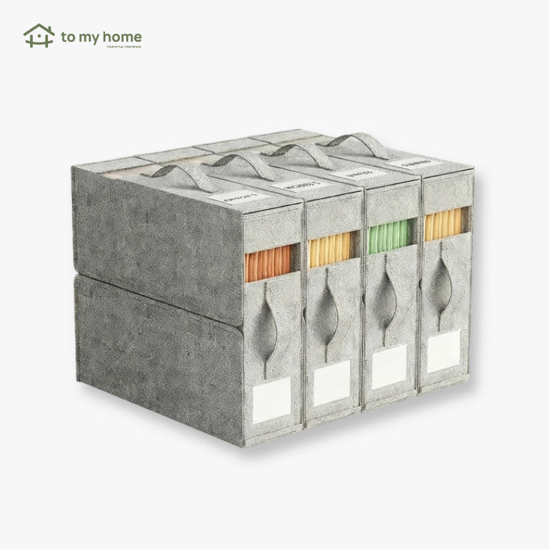 Conjunto de 4 Organizadores de Lençóis para Armário, Caixas Dobráveis com Janela Transparente à Prova de Poeira organização visual