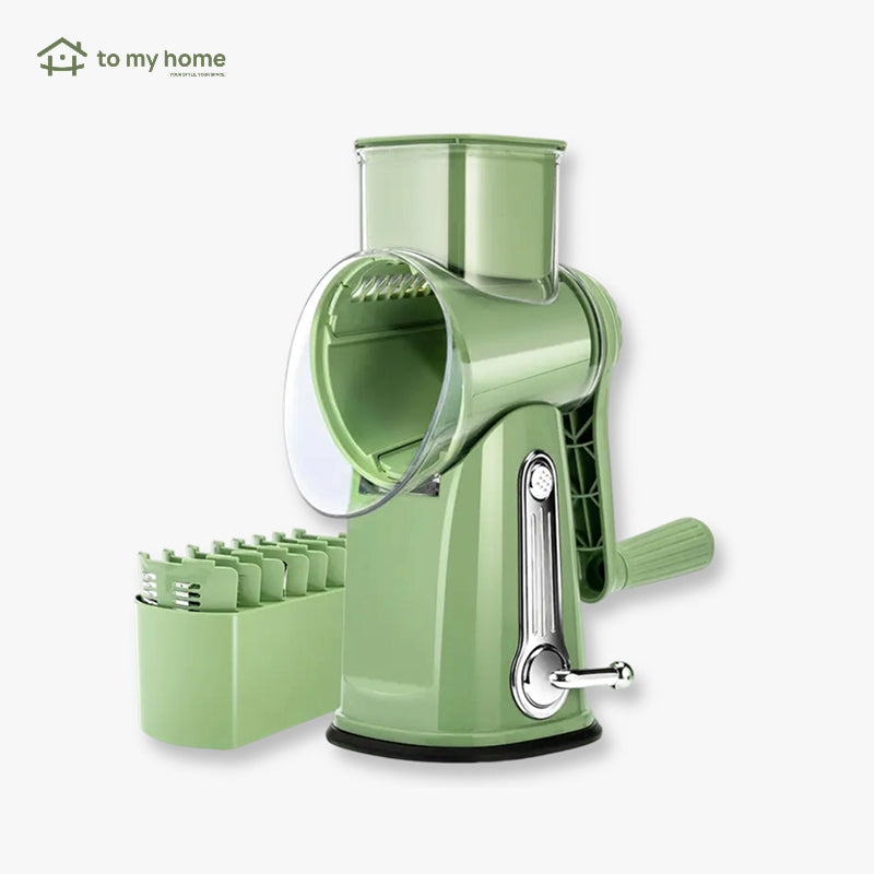 Ralador de Queijo Rotativo com 5 Lâminas Diversas, Base com Forte Sucção e Alça para Fatiar Legumes, versatilidade total e facilidade