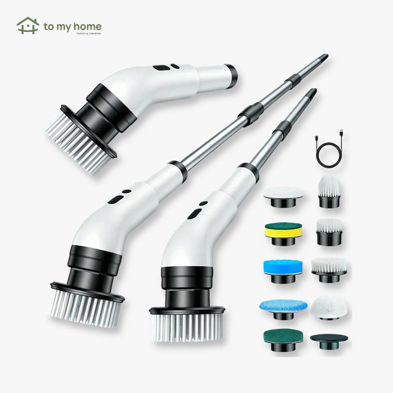 Escova Elétrica Giratória à Prova d‘Água IPX7, Sem Fio com 2 Velocidades e 9 Acessórios para Limpeza Pesada profissionalmente eficaz