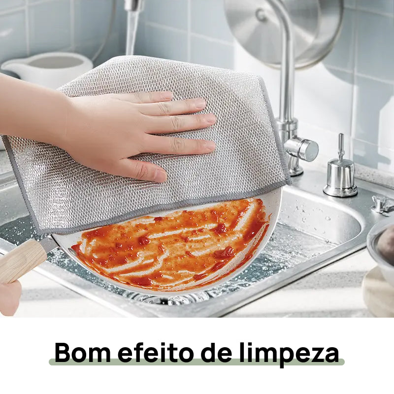 Conjunto de 10 Esponjas de Arame Não Arranháveis para Limpeza, Pano Multiuso de 2 Camadas para Louça e Superfícies durabilidade comprovada