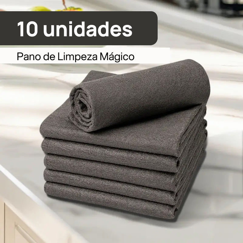 Conjunto de 10 Panos de Limpeza Mágicos Reforçados em Microfibra, Reutilizáveis e Perfeitos para Vidros e Janelas brilho instantâneo
