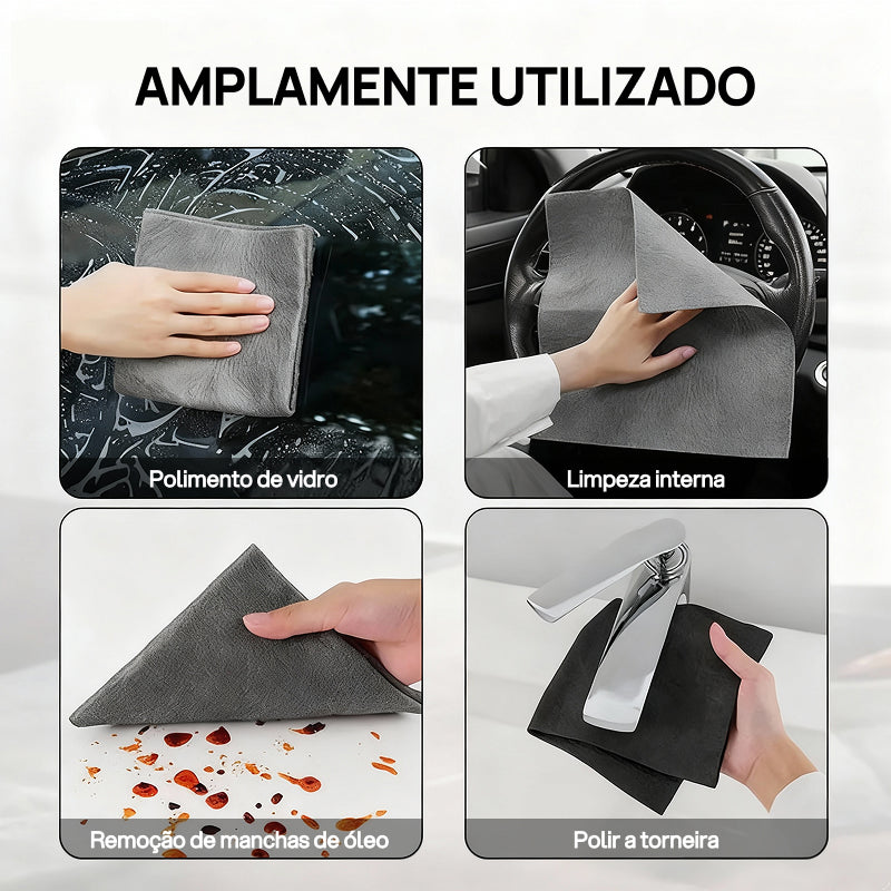 Conjunto de 10 Panos de Limpeza Mágicos Reforçados em Microfibra, Reutilizáveis e Perfeitos para Vidros e Janelas brilho instantâneo