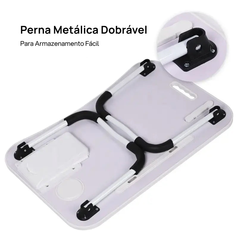 Mesa Portátil e Dobrável para Laptop com 4 Portas USB, Gaveta de Armazenamento e Suporte para Copos no Sofá ou Cama conforto produtivo