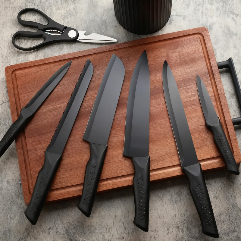 Conjunto de 8 Facas de Chef Profissionais em Aço Afiado, com Suporte Universal Anti-Ferrugem e Design Ergonômico perfeitamente equilibradas