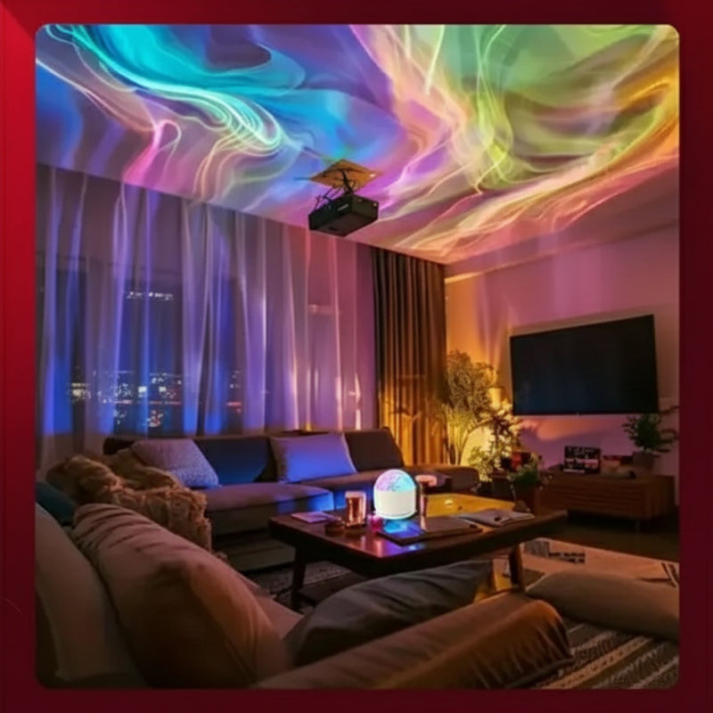 Lâmpada Projetora com 2 Cenas de Ondulação 3D e 16 Cores, Controlada por Remoto para Ambiente Relaxante totalmente personalizável