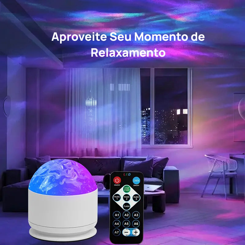 Projetor de Luz Noturna 7 Cores com Ritmo Musical, Projeta Efeitos 3D de Estrelas e Ondas do Oceano para Quarto encantadoramente mágico