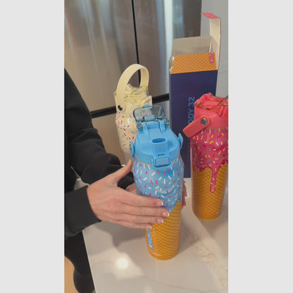 Garrafa Térmica em Aço Inox com Tampa Dupla Função, Isolamento a Vácuo, Alta Conservação Térmica e Design Elegante